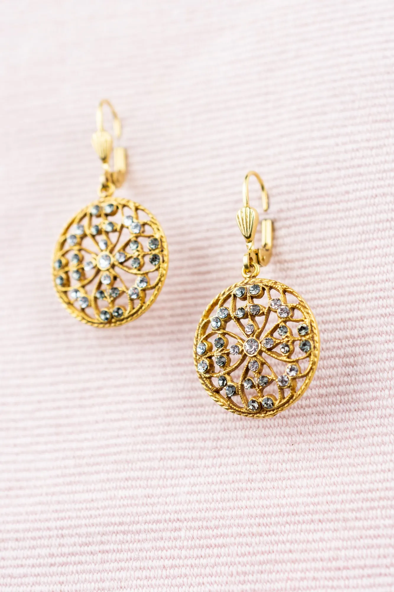 French Crystal Medallion Earrings