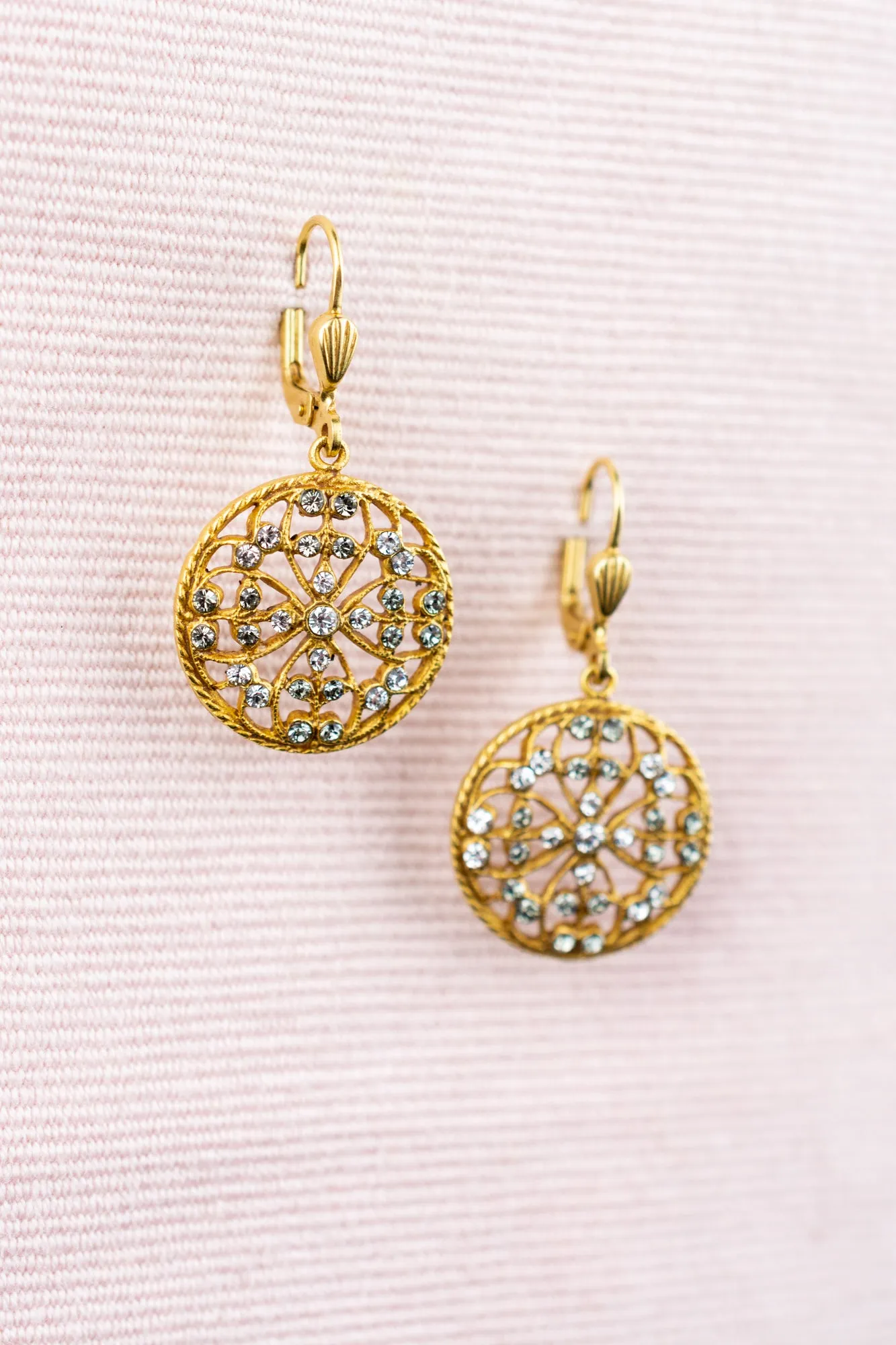 French Crystal Medallion Earrings