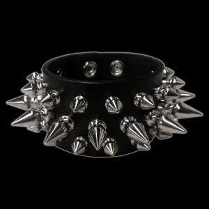 Funk Plus - 1 Row 1" Spike & 2 Rows 1/2" Silver Spike Bracelet