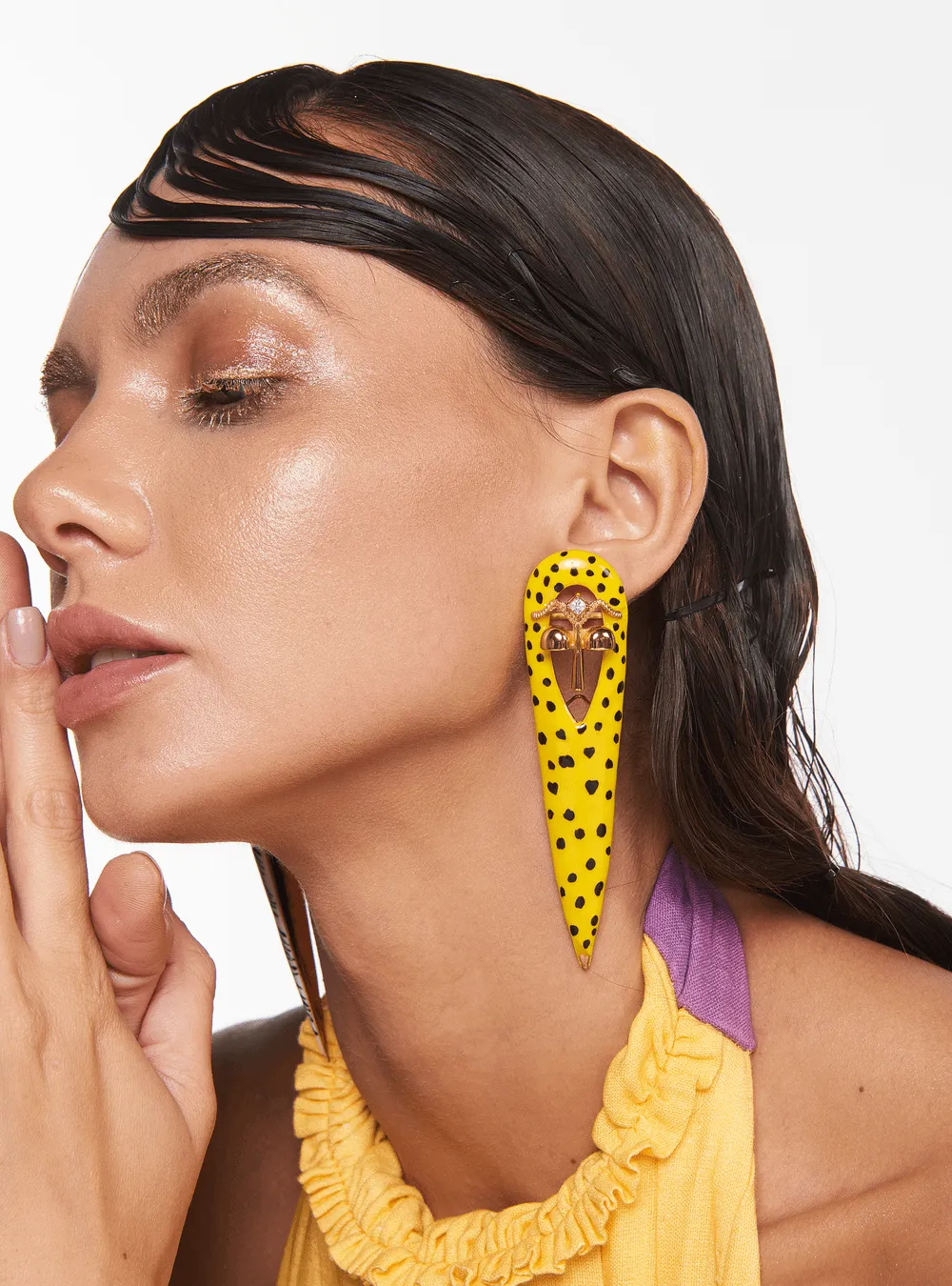 Gavi Spicule Yellow Kaybug Earrings