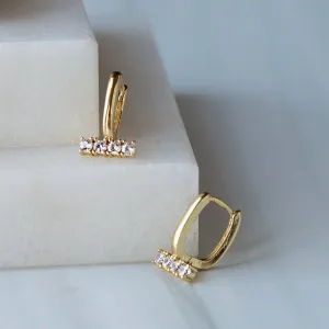 GILDED GOLD RHINESTONE BAR EARRINGS