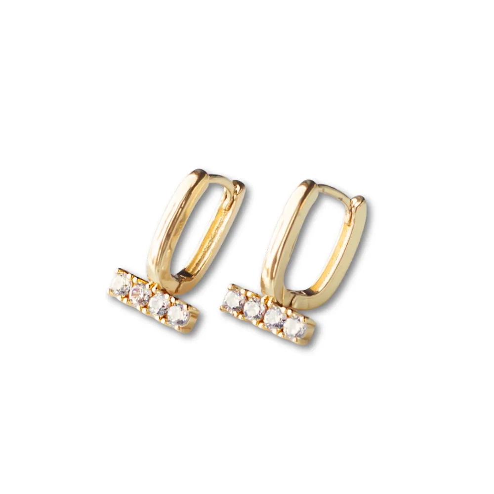 GILDED GOLD RHINESTONE BAR EARRINGS