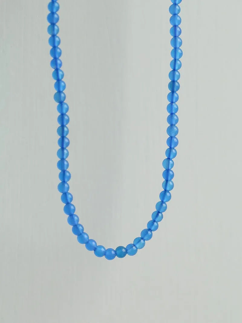 Glacier Blue Onyx 4mm Beaded Necklace