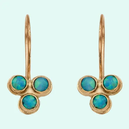 Gold Earrings for woman Blue Opal designer Earrings