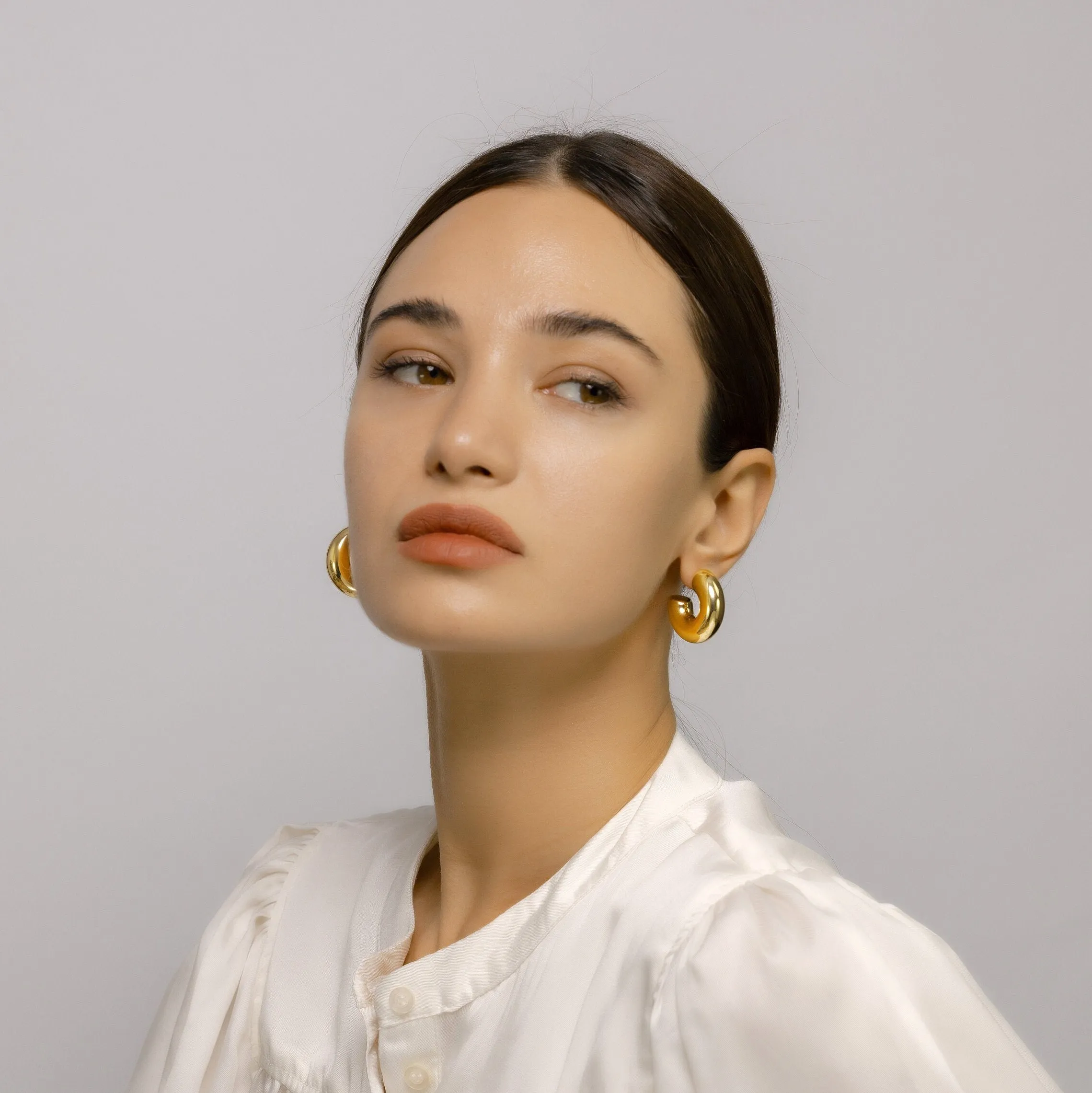 Gold Hoop earrings with ball back