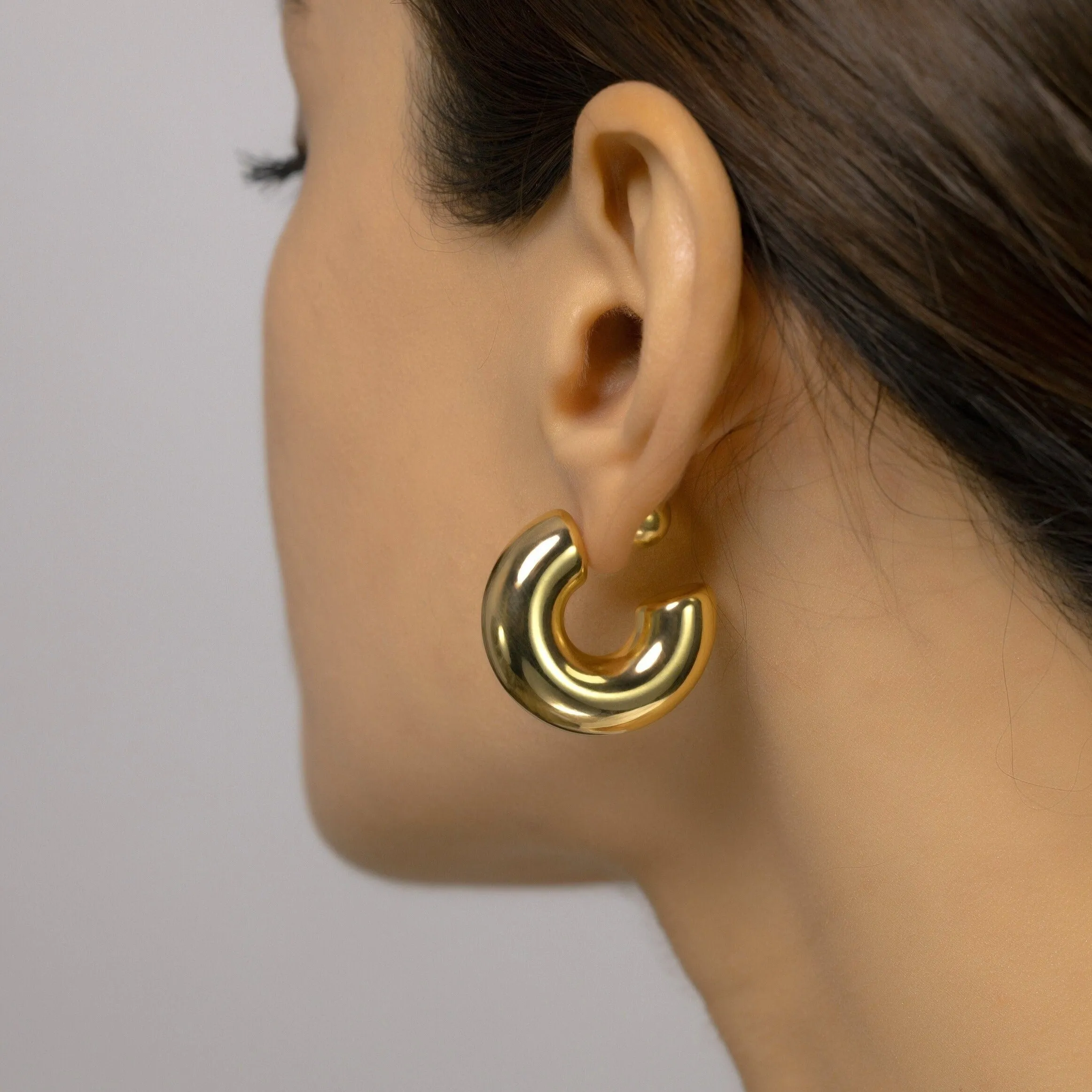 Gold Hoop earrings with ball back