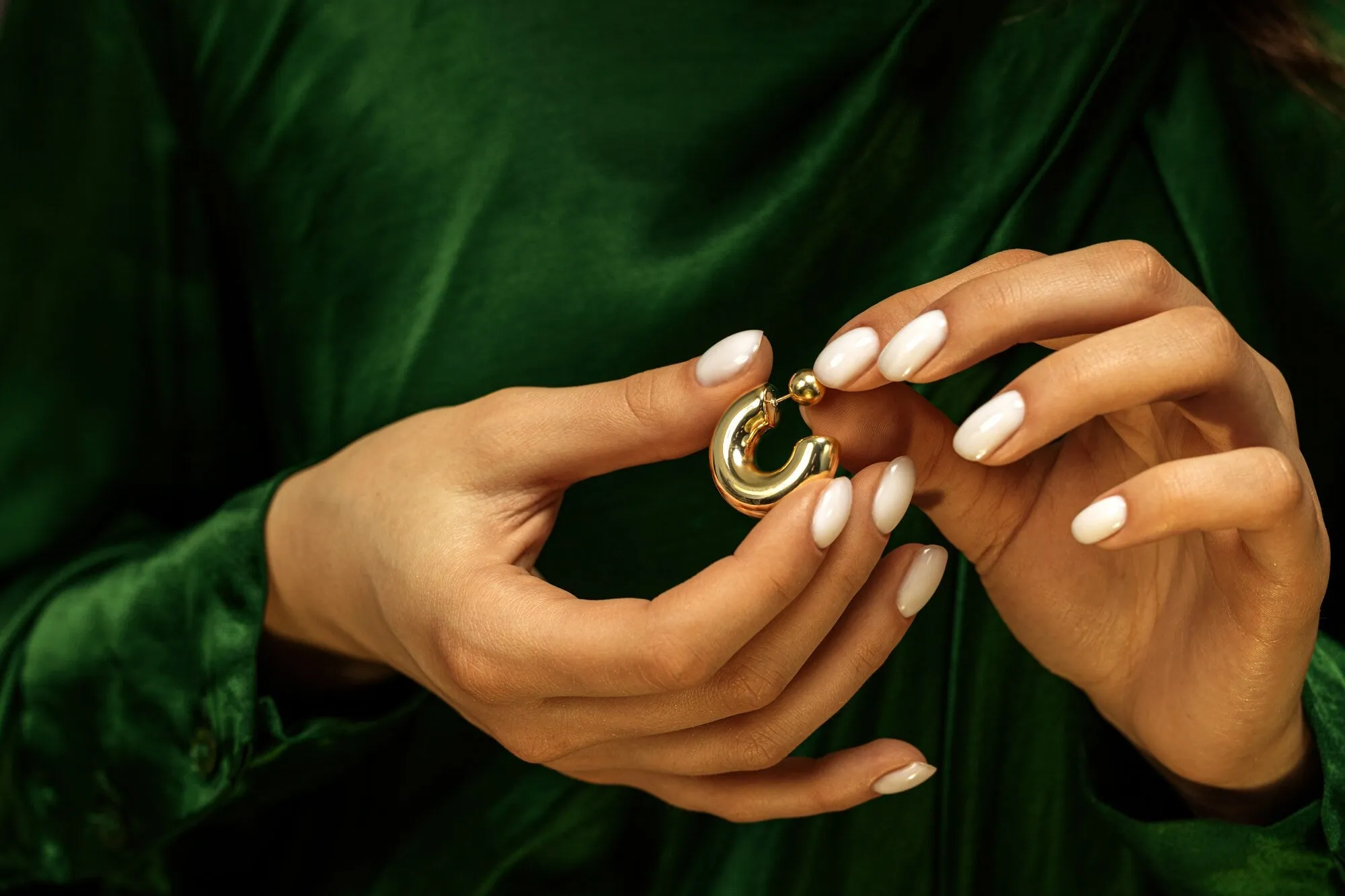 Gold Hoop earrings with ball back