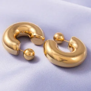 Gold Hoop earrings with ball back