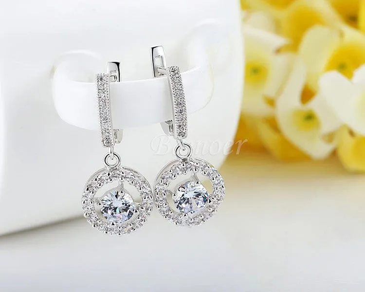 High Quality  Silver Bridal Round Jewelry Set