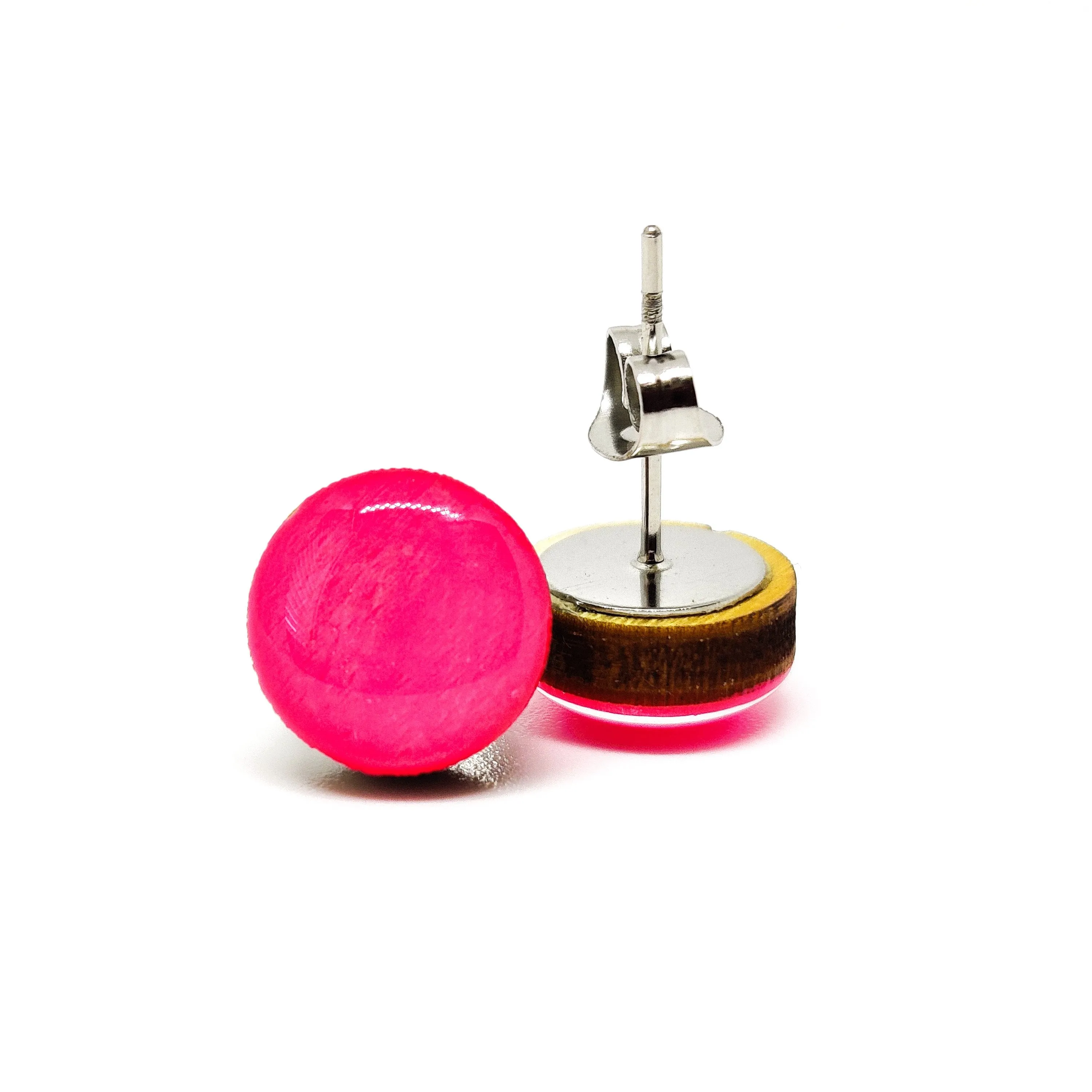 Hot Pink Stud Earrings by Candi Cove Designs