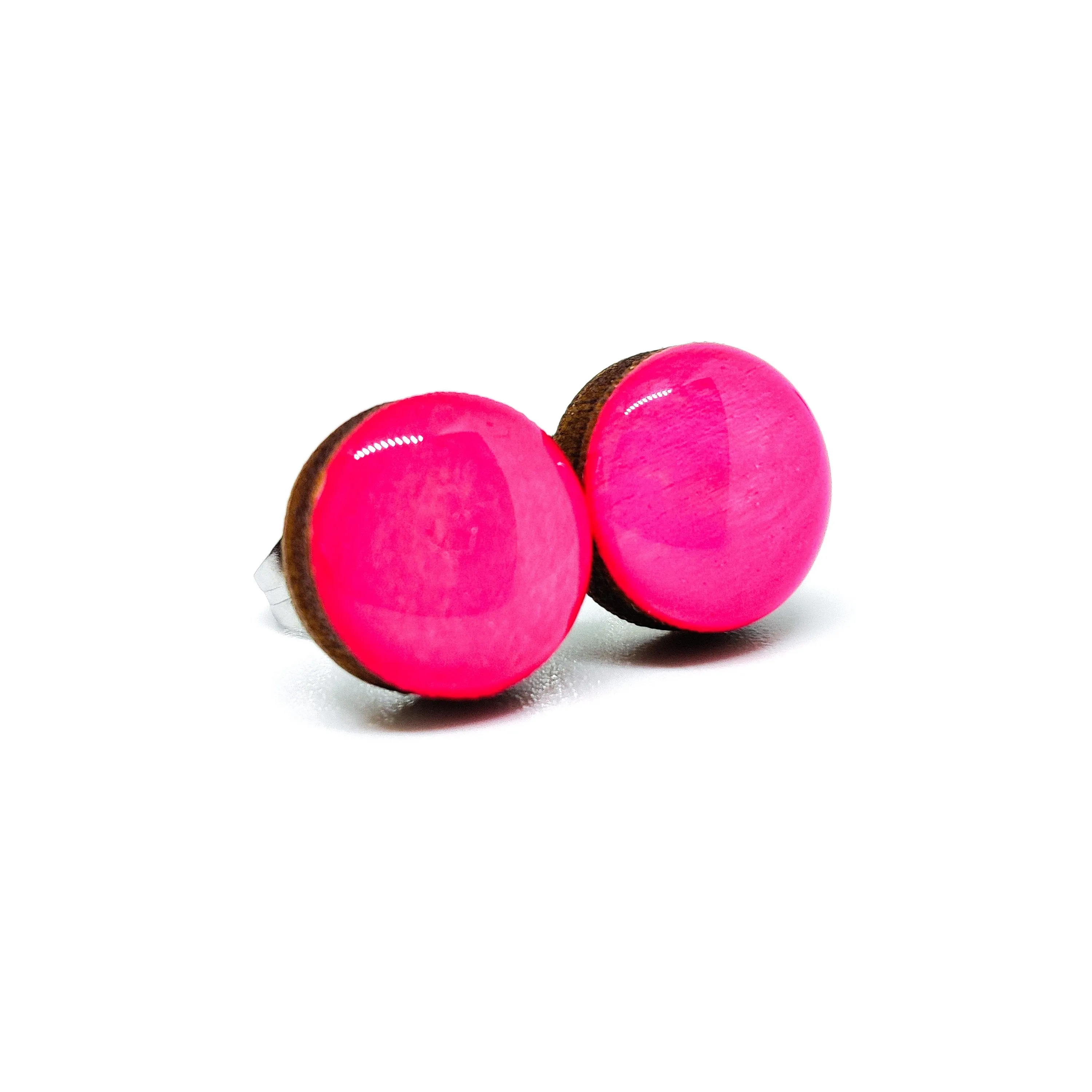 Hot Pink Stud Earrings by Candi Cove Designs