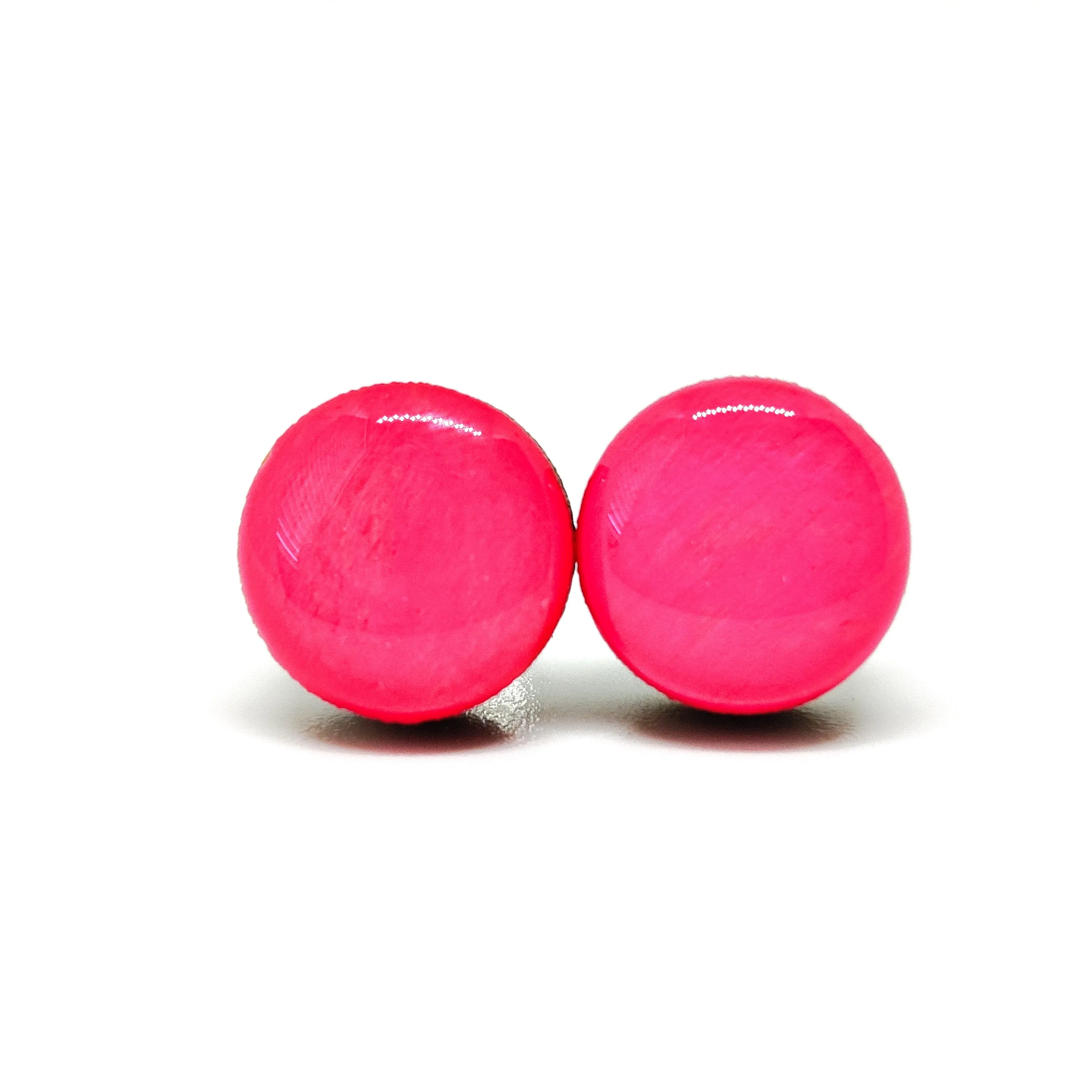 Hot Pink Stud Earrings by Candi Cove Designs