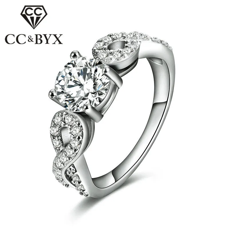 Hot Sale White Gold Color Wedding Party Rings for Women Brilliant Shine Stone Engagement Fashion Jewelry Bijoux Anel Best Gifts