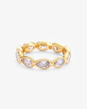 Iced Pear Infinity Ring - Gold