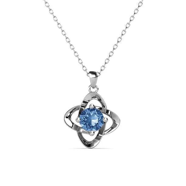 Infinity 18k White Gold Plated Birthstone Flower Necklace with Swarovski Crystal