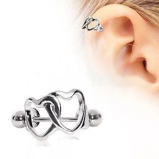 Interlocking Hearts Cartilage Cuff - Heart Cartilage Piercing