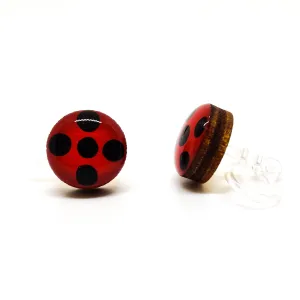 Ladybug with Invisible Clip on Post Stud Earrings by Candi Cove Designs