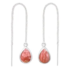 Laihas Classic Chic Threader Rhodochrosite Earrings