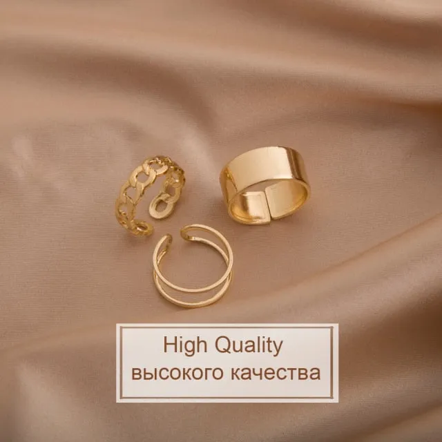 LATS 2021 New Gothic Style Three Piece Opening Rings for Woman Fashion Jewelry European and American Wedding Party Sexy Ring