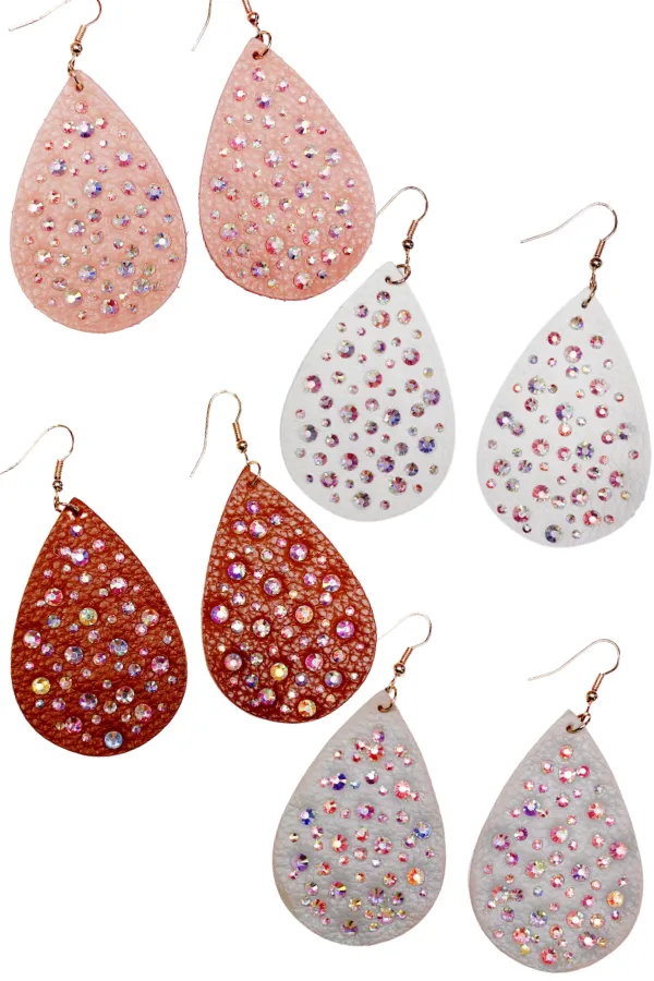 Leather Drop Earrings - Multiple Colors