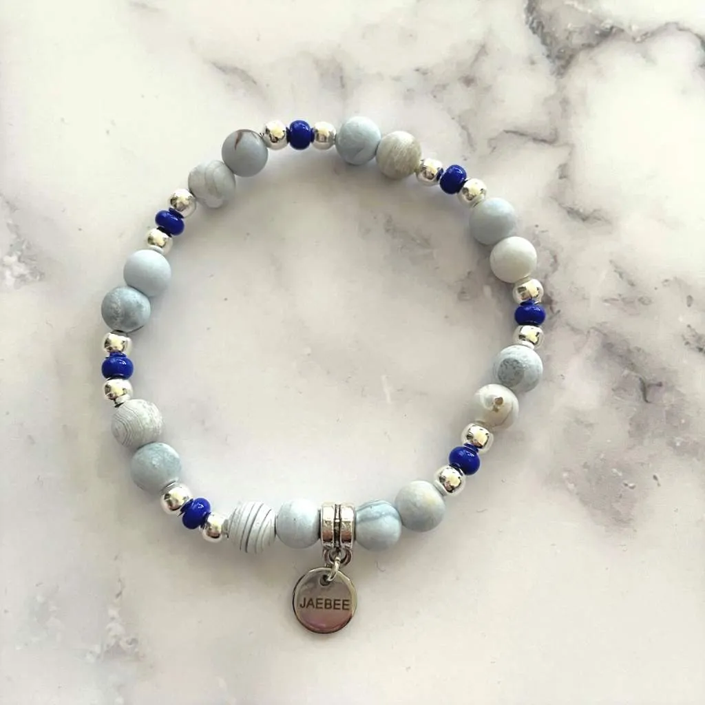 Light Blue Matte Denim Agate Bracelet