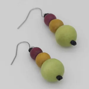 Lime Triple Bead Jasper Earrings