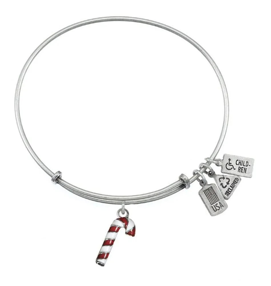 Limited Edition Candy Cane Bangle in Silver by Wind & Fire Jewelry