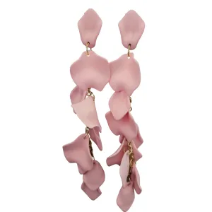 Long Pink Petal Dangle Statement Earrings