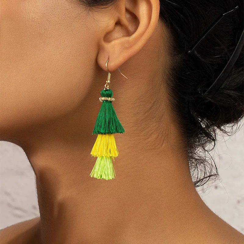 Luxurious Vienna Verve Metal Tassel Earrings with Celebrity Charm