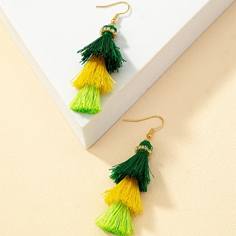 Luxurious Vienna Verve Metal Tassel Earrings with Celebrity Charm