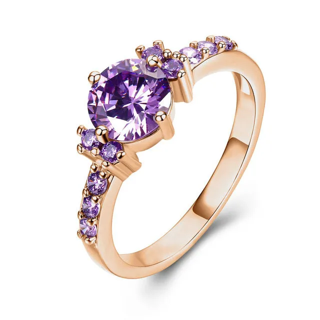 MDEAN White Gold Color Rings For Women Purple   AAA Zircon Jewelry Engagement   Wedding Size 5 6 7 8 9 10 11 12  MSR199