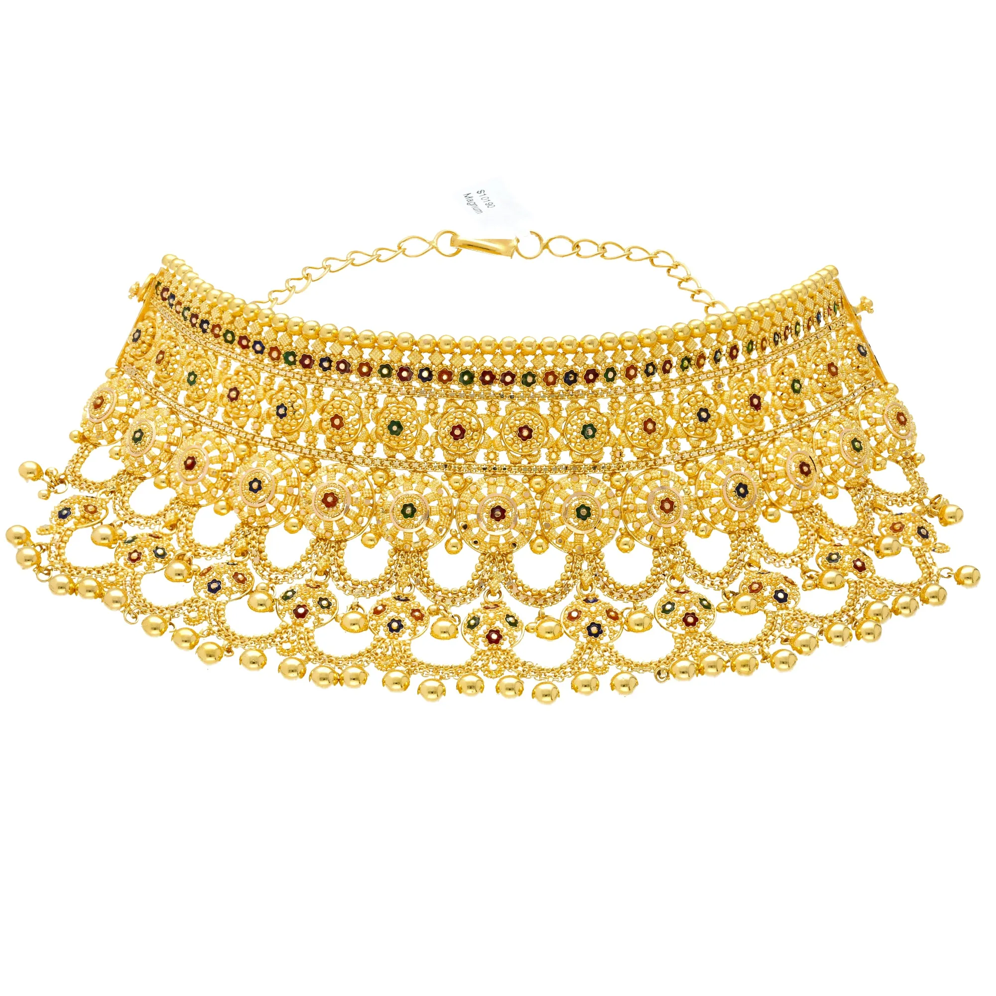 Meenakari Choker Set in 22K Yellow Gold (127.6gm)