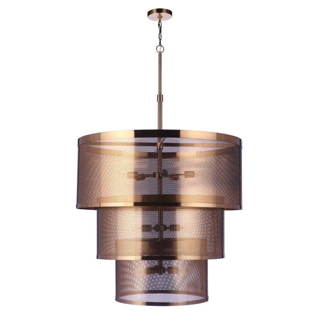 Mesh 12 Light Pendant in Satin Brass