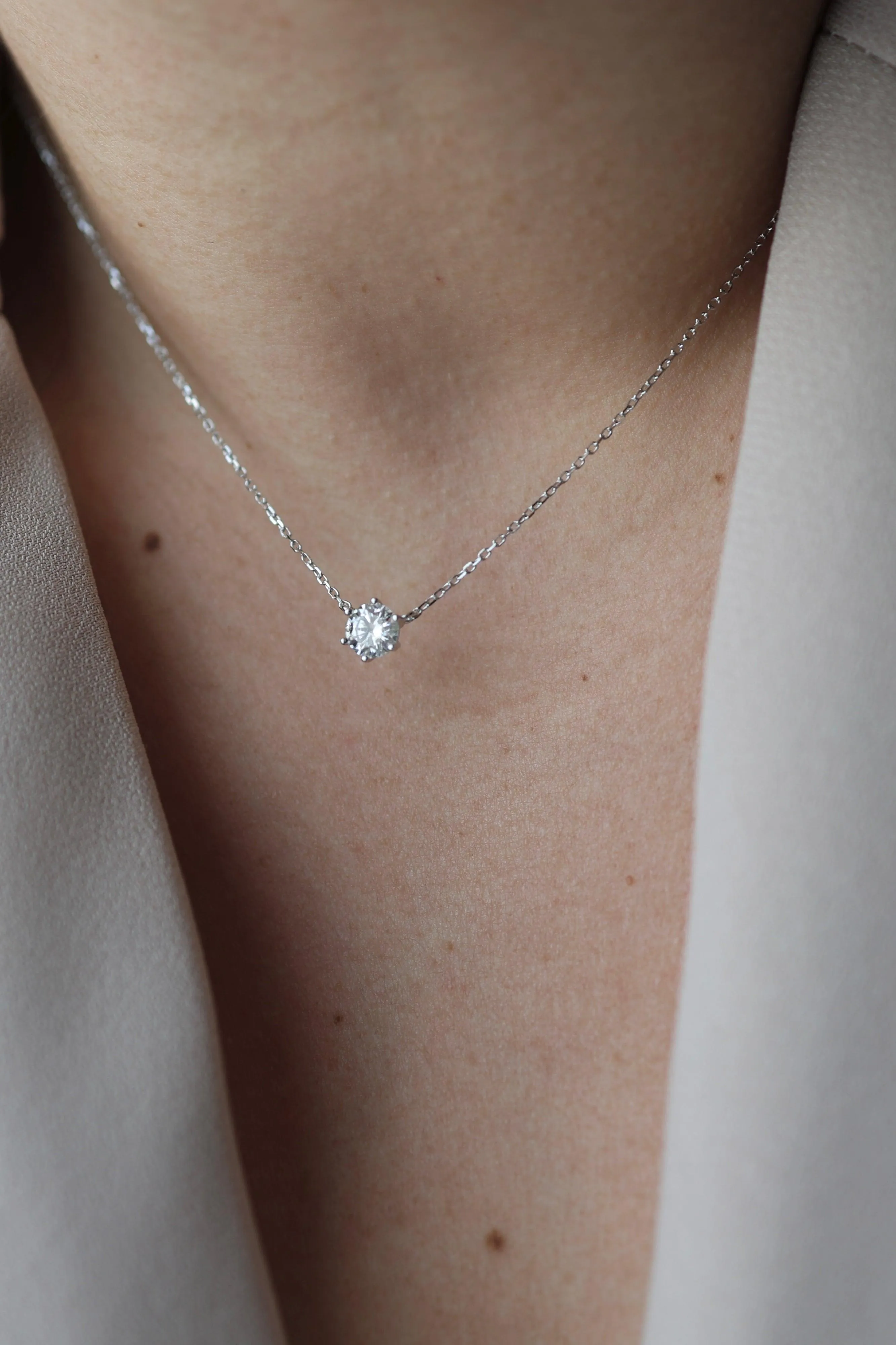 Mini Moissanite Halo Necklace