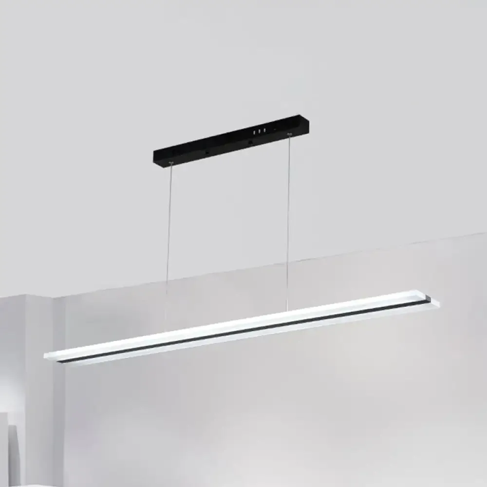 Minimalist Acrylic Linear Pendant LED Ceiling Lamp in Warm/White/Natural Light - Black