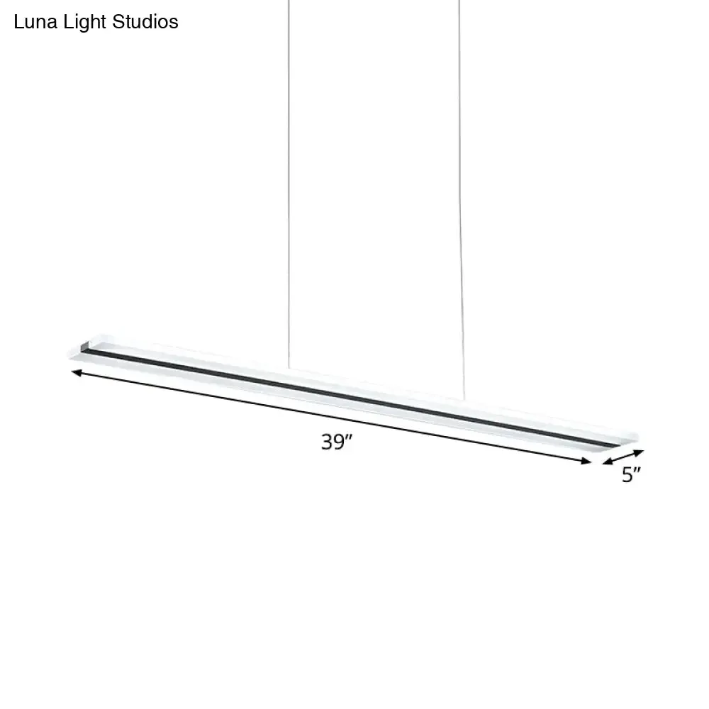 Minimalist Acrylic Linear Pendant LED Ceiling Lamp in Warm/White/Natural Light - Black