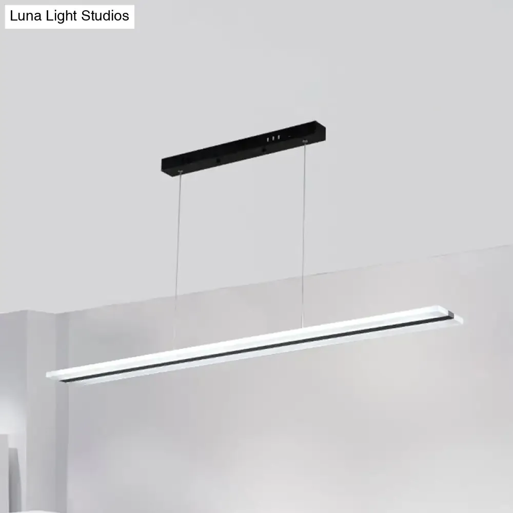 Minimalist Acrylic Linear Pendant LED Ceiling Lamp in Warm/White/Natural Light - Black