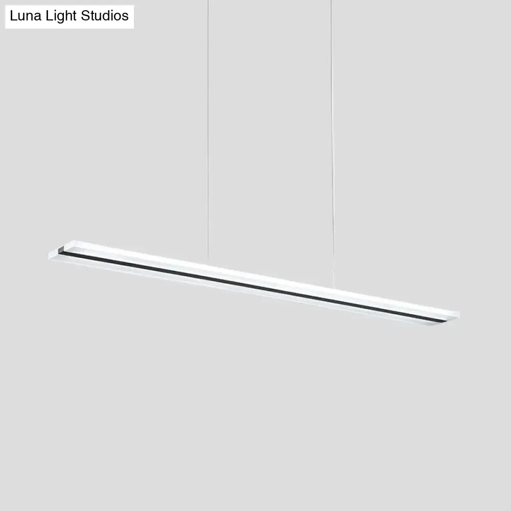 Minimalist Acrylic Linear Pendant LED Ceiling Lamp in Warm/White/Natural Light - Black