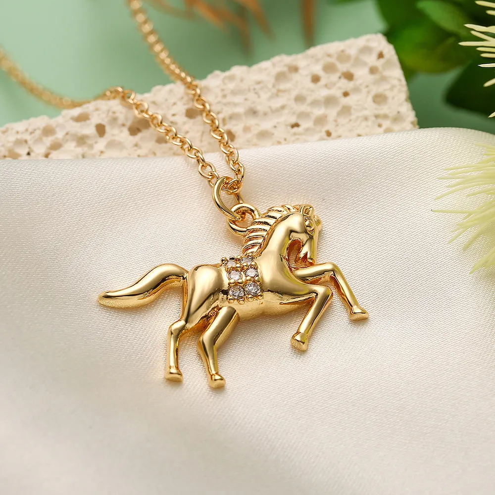 Minimalist Horse Geometric Copper Pendants