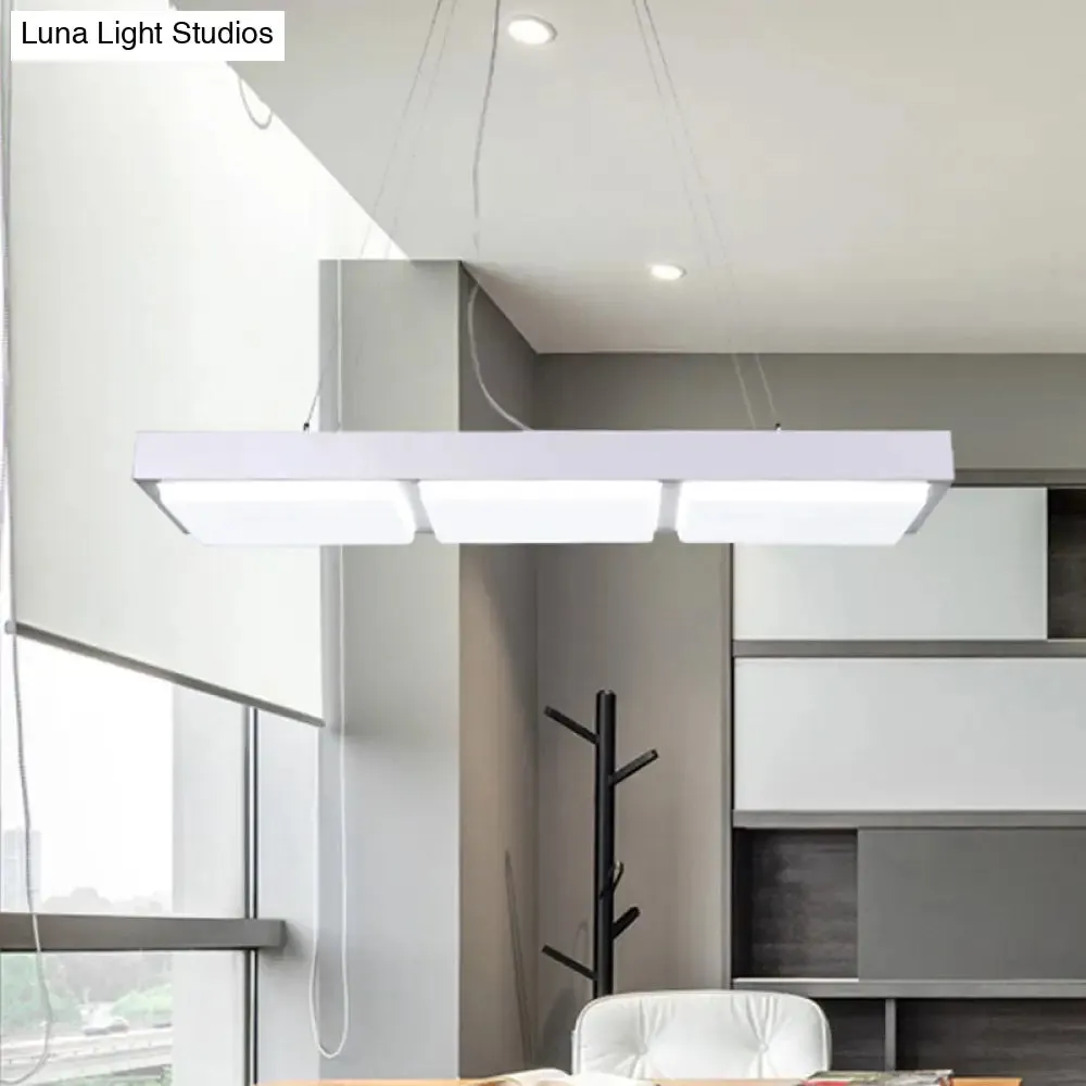 Minimalist LED Pendant Light for Office Ceiling - Acrylic Rectangle Design, Perfect for Table Illumination