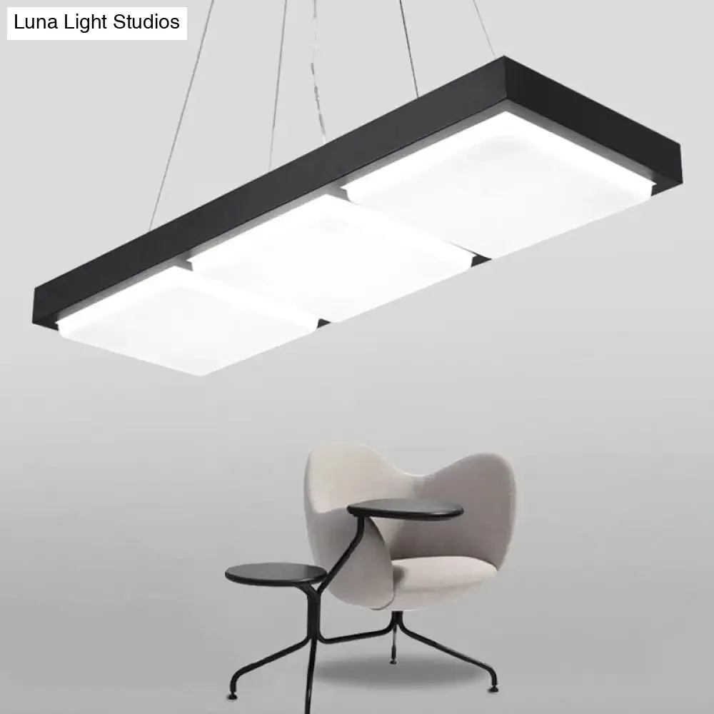 Minimalist LED Pendant Light for Office Ceiling - Acrylic Rectangle Design, Perfect for Table Illumination