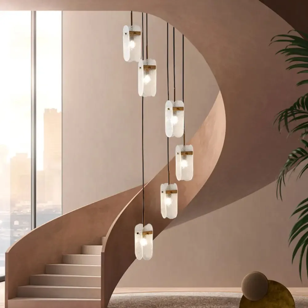 Modern Oval Panel Pendant Light Fixture for Glass Staircase