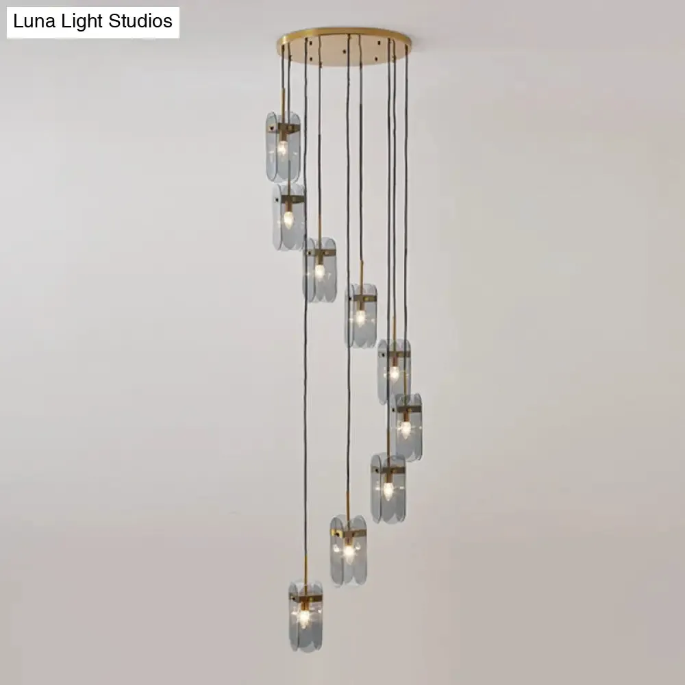 Modern Oval Panel Pendant Light Fixture for Glass Staircase