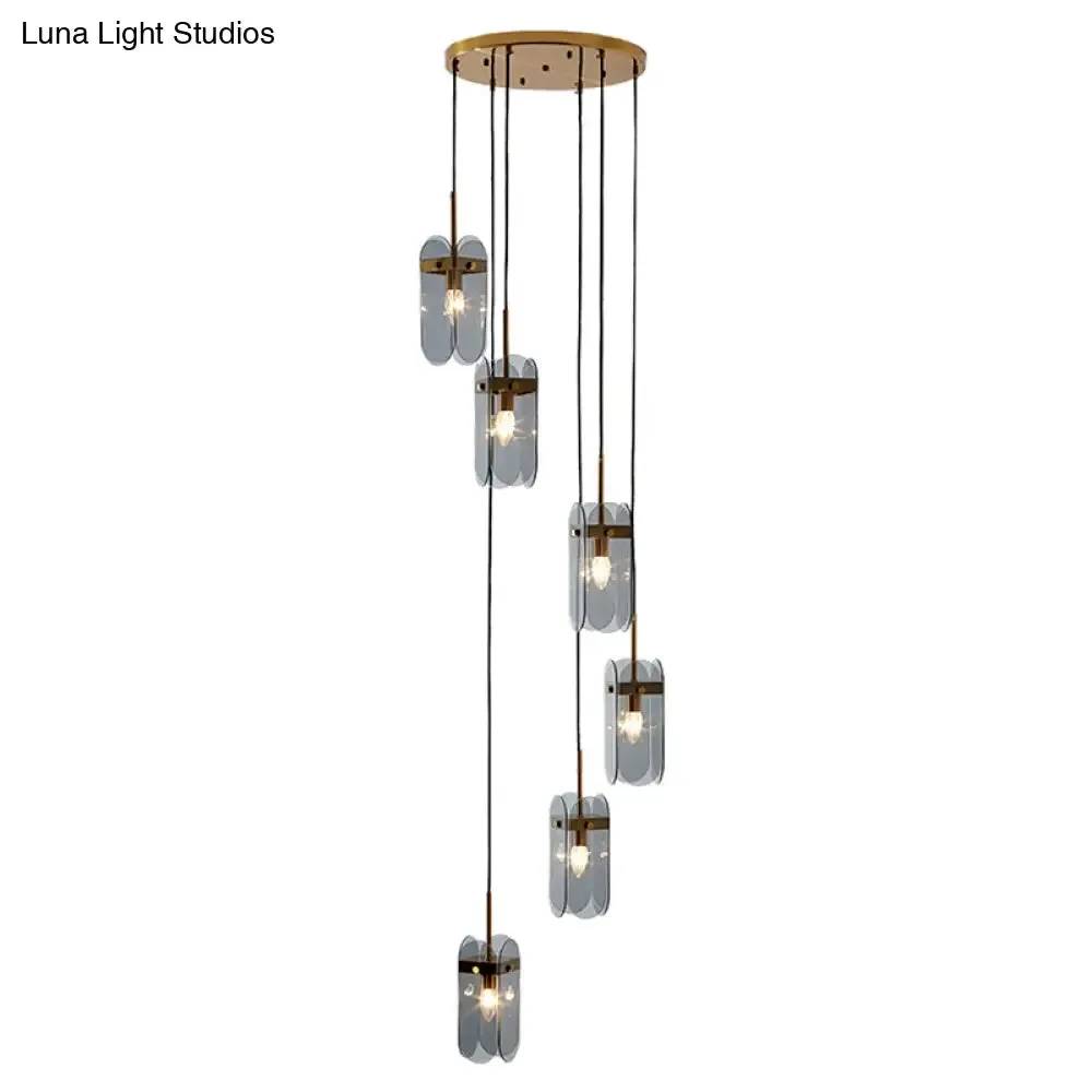 Modern Oval Panel Pendant Light Fixture for Glass Staircase