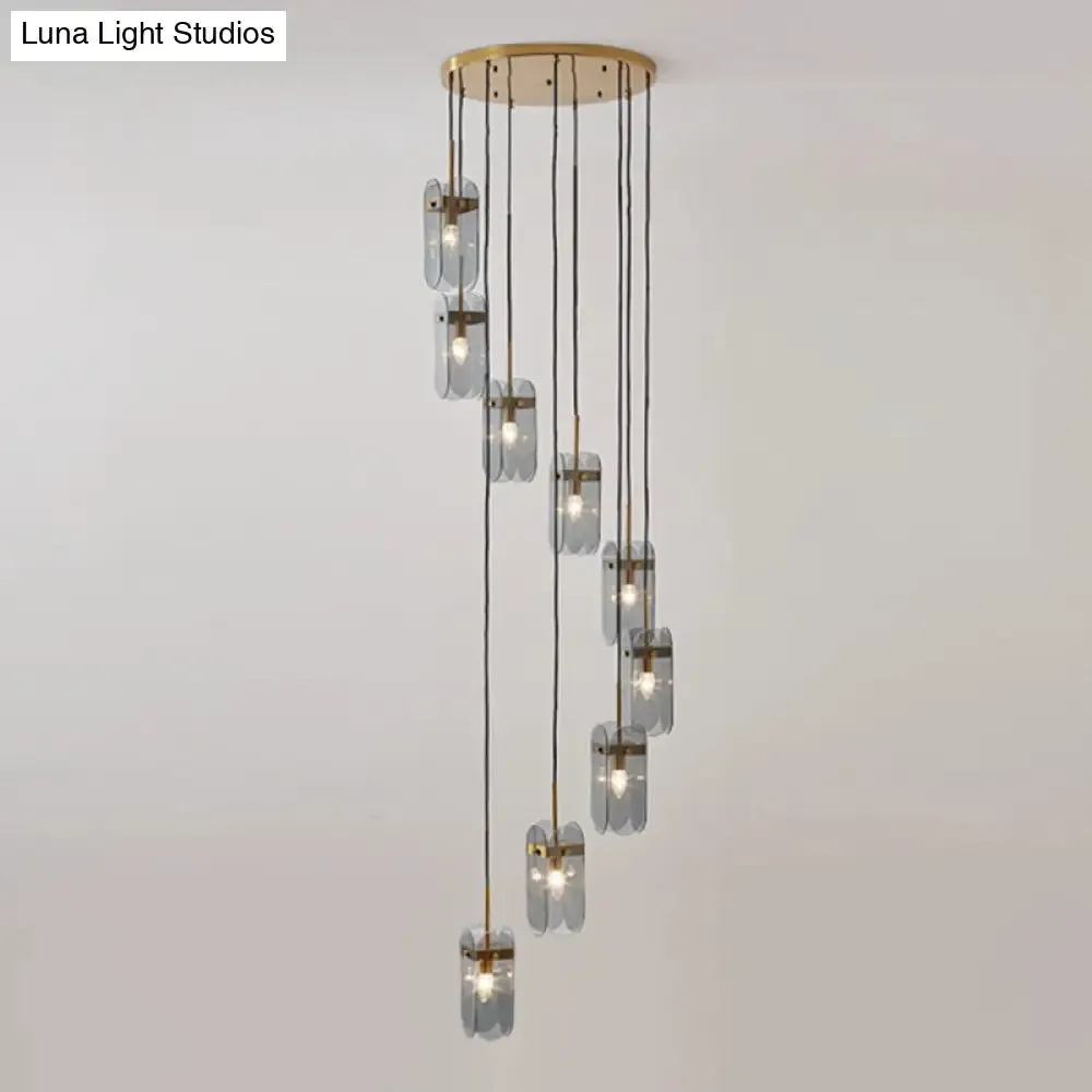 Modern Oval Panel Pendant Light Fixture for Glass Staircase