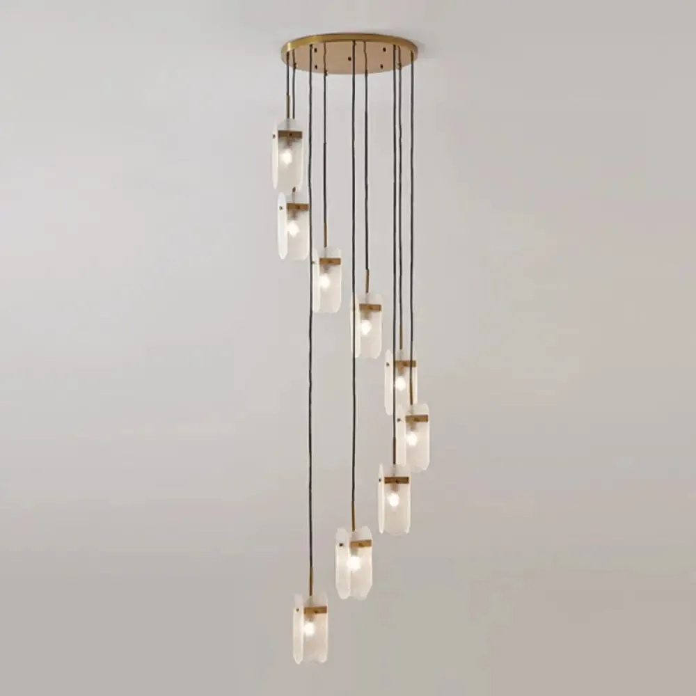 Modern Oval Panel Pendant Light Fixture for Glass Staircase