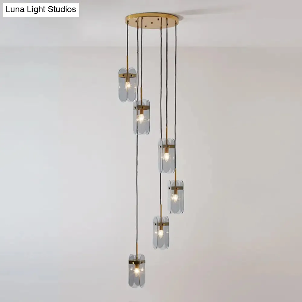 Modern Oval Panel Pendant Light Fixture for Glass Staircase