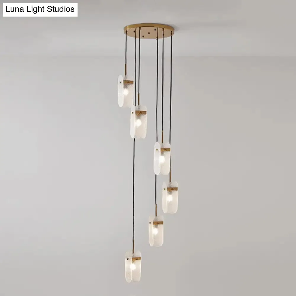 Modern Oval Panel Pendant Light Fixture for Glass Staircase