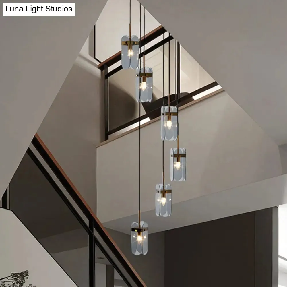 Modern Oval Panel Pendant Light Fixture for Glass Staircase