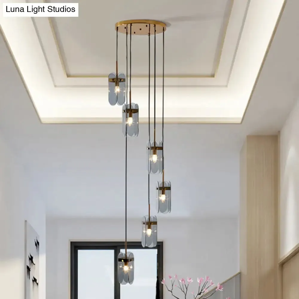 Modern Oval Panel Pendant Light Fixture for Glass Staircase